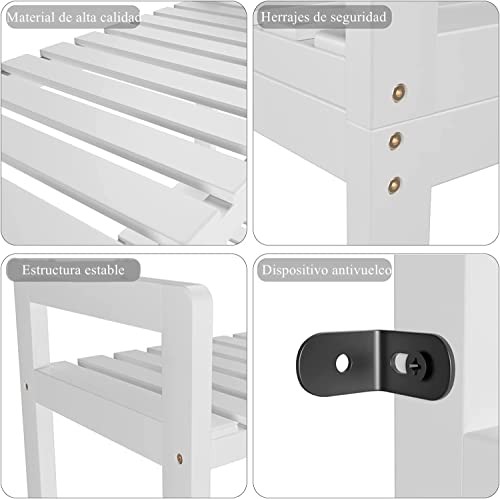 FOREHILL Estantería Baño Encima WC con 3 Estantes, Estantería sobre Inodoro, Organizador sobre Inodoro, Estantería Bambú Baño, para Toallas, Artículos de Tocador, Blanco, 163x26x63.5cm - imagen 4