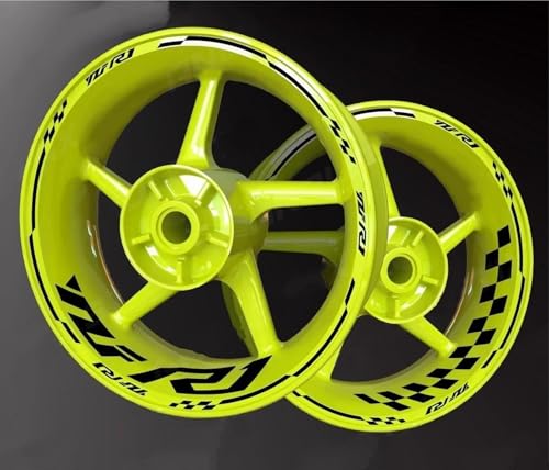 Felgen Aufkleber Felgenaufkleber Für Yamaha YZFR1 YZF-R1 YZF R1 – Reflektierende, Nabenaufkleber, Streifenaufkleber-Set Motorrad Dekor Felgenaufkleber(Schwarz)