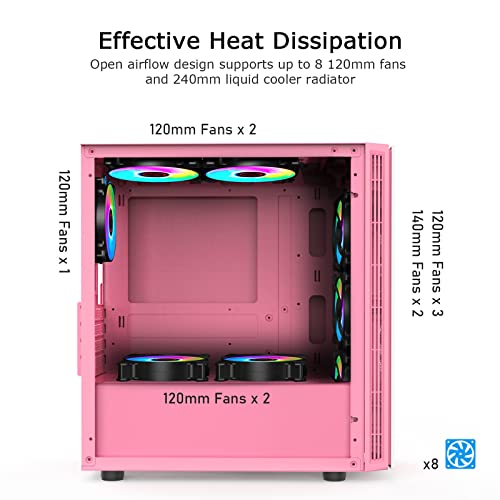 Szd Omg Micro-Atx Tower Pc Gaming Case With Magnetic Design Dust Filter, Tempered Glass Side Panel, Front I/O Usb 3.0 Port, Water-Cooling Ready, Computer Chassis Desktop Case (Pink) #TOP3