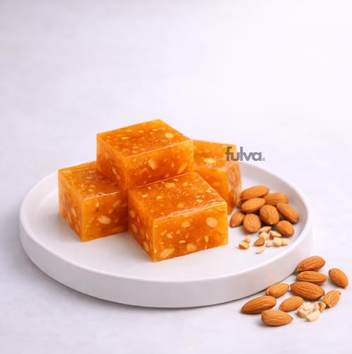 Image of Fulva Kerala Badam Halwa 200g, Original Kozhikode Halwa Traditional Indian Sweet with Authentic Badam Flavor, Soft and Chewy Dessert for Festive Occasions and Celebrations