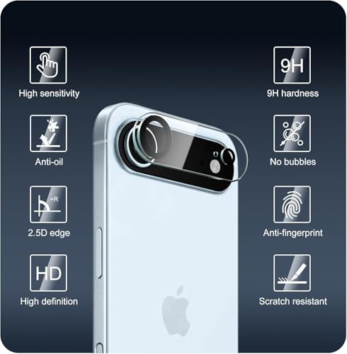 Image of CLITZ 2 Pack Tempered Glass Camera Lens Protector Compatible with iPhone 17 Air - Scratch-Resistant, Anti-Fingerprint, Easy Installation, Full Coverage Lens Protection