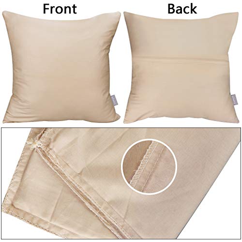Thmyo 4-Pack 100% Cotton Comfortable Solid Decorative Throw Pillow Case, Square Cushion Cover Pillowcase Sublimation Blank Pillow Covers Diy Throw Pillowcase For Couch Sofa(18X18 Inch/ 45X45Cm,Khaki) #TOP6