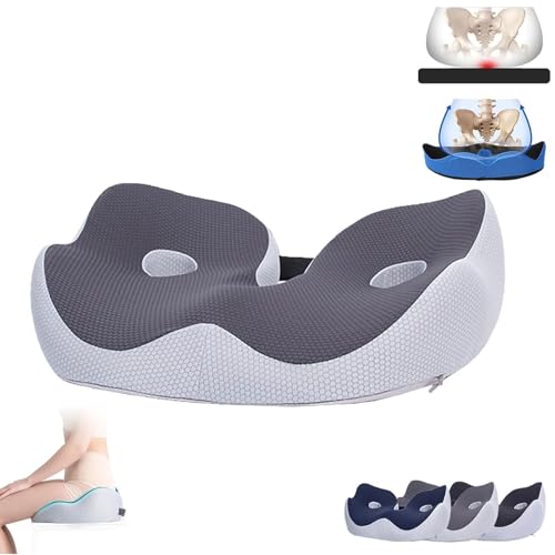 Caduola Libiyi Outfany Ergoseat, Welnax Orthosoothe Memory Foam Sitzkissen, ultra-bequemer Memory-Schaum, Ischias & Rückenschmerzen, für lange sitzende Büroangestellte, Autofahrer (grau)