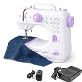Mini Máquina de Costura Portátil Doméstica - Mini Maquina de Costura com 12 Padrões de Costura, Velocidade Ajustável, 110-220V 70W, Maquina Costura, Máquina de Costura Doméstica, Luz LED