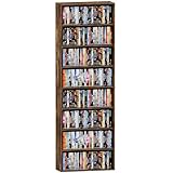 VPSMAT 8 Tier DVD Storage Organizer Shelf, Wooden CD Tower Storage Rack with Eight Shelves, 8 Tier CD Holder Stand Rack for Bedroom, Living Room, Office, 70.9' x 23.6' x 9', Brown