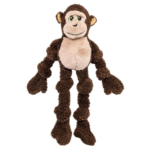 KONG Floppy Knots - Durable NoStuffing Squeaky Rope & Plush Dog Toy - for Teething Playing - Monkey - for Large/X-Large Dogs