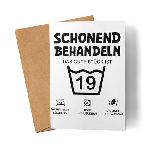 Lilavie-Design Schonend Behandeln Das Gute Stück ist 19 Karte 19. Geburtstag Lustige Geburtstagskarte Mann Frau