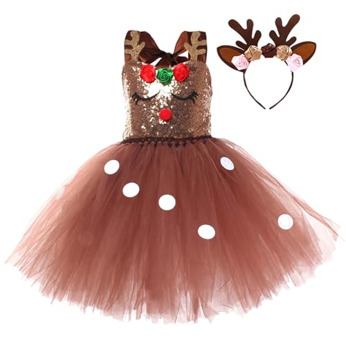 Serre-tête en bois de cerf et jupe de Noël pour filles, le cadeau de déguisement idéal