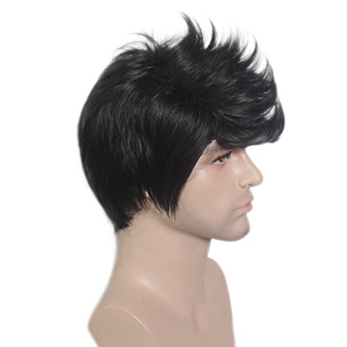 gazechimp Meninos Bonitos Quiff Peruca Cheia Coreano Curto Preto Mens Masculino Cabelo Cosplay Peruc