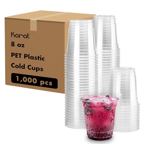 Karat [1000 ct] 8oz Plastic Cups Clear Disposable Cold Cup for Iced Coffee Soda and Juice | 78mm (C-KC8)