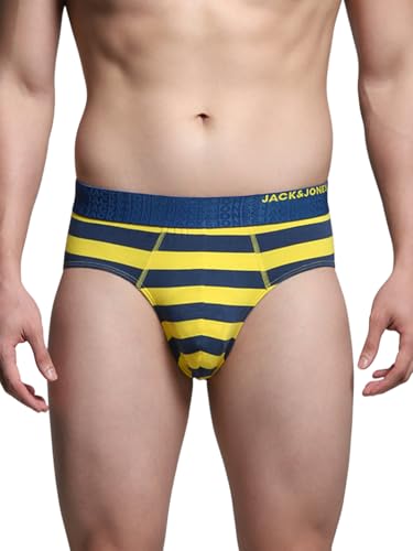 Image of JACK & JONES Men's Cotton Blend Classic Striped Briefs