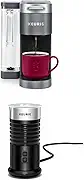 Keurig K-Supreme Coffee Maker, Single Serve K-Cup Pod Coffee Brewer, 66 Oz Dual-Position Reservoir &amp; Customizable Settings, Gray + Standalone Frother Works Non-Dairy Milk, Hot &amp; Cold Frothing, Black