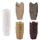 Tulpen Muffinförmchen Papier Tulpenförmchen Backförmchen 300Stk Papierförmchen Förmchen in Tulpenform Natürliches Backpapier für Cupcakes Muffins