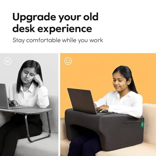 Image of Lap Desk Pillow & Wedge Cushion White Combo Laptop Pillow, Bed & Sofa & Floor, Lightweight (Grey Lap Desk)