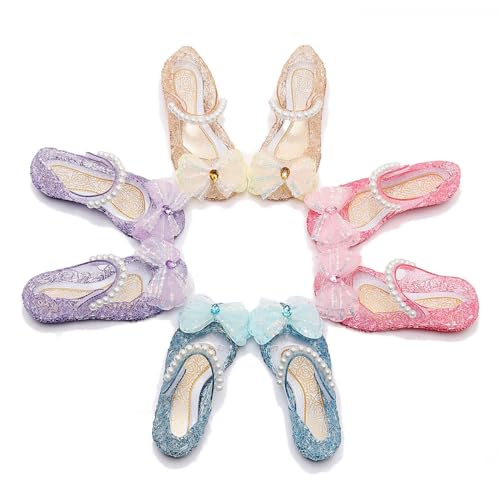 Jelly Shoes for Girls Kids Toddler Princess Dress Up Sandals Birthday Party Sequin Bow Pearls Strap Mary Jane Shoes2