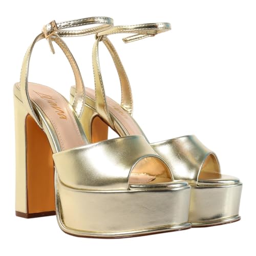 Liliana Women's Platform High Heel Ankle Strap Chunky Heels Sandals For Parties2