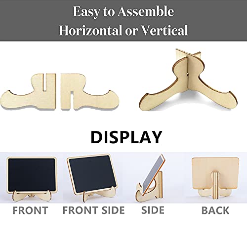 20 Pack Mini Chalkboard Signs with 12 Chalks & Blackboard Stickers, Wooden Reusable Message Boards with Easel Stand for Weddings, Birthday Parties, Buffet Food Signs, Event Decor