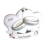 Personalized Couples Wedding Heart Christmas Tree Ornament 2021 - Happily Ever After Just Married...