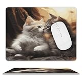 BWLHCVN Tapis de souris de jeu d'ordinateur, tapis de souris carré imprimé baiser de chat, tapis de souris en cuir, tapis de souris de bureau, accessoires de bureau