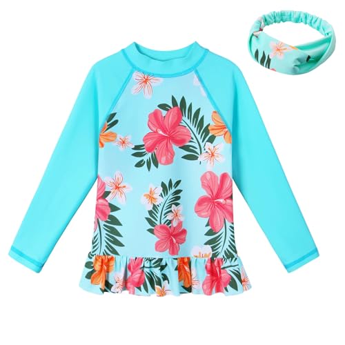 Image of TFJH E Girls & Boys Long Sleeve Rashgurad Swimsuit UPF 50+ Kids Swimwear Sunsuits