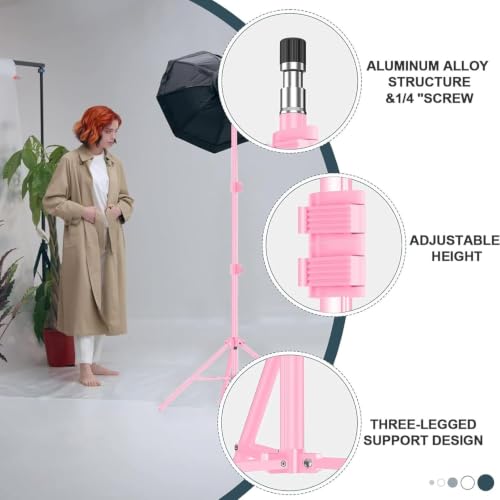 Image of EMART 7Ft Light Stand for Photography, Speedlight, Softbox 2 Pack-Pink