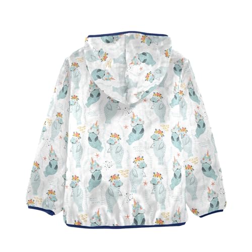 Cute Manatee Toddler Fleece Jacket Baby Boys Hooded Zipper Long Sleeve Thick Warm Outerwear 3-10 Years2