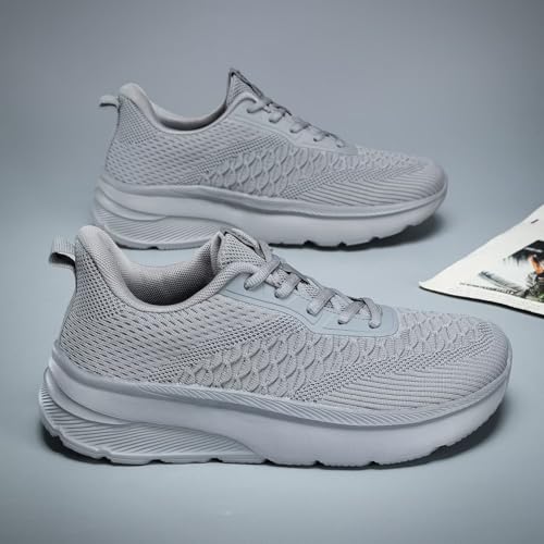 Image of KEEZMZ Mens Walking Shoes Lightweight Breathable Tennis Running Shoes Mesh Non-Slip Casual Comfortable Fashion Sneakers Work Gym Workout Athletic Sport Trainers Grey, 9.5