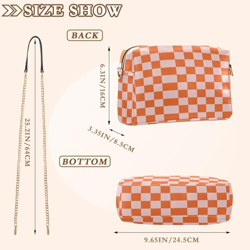 Plaid Checkered Plaid Checkered Crossbody Bags For Women Vegan Leather Womens Purse Cross Body Zip Shoulder Handbags Terracotta3