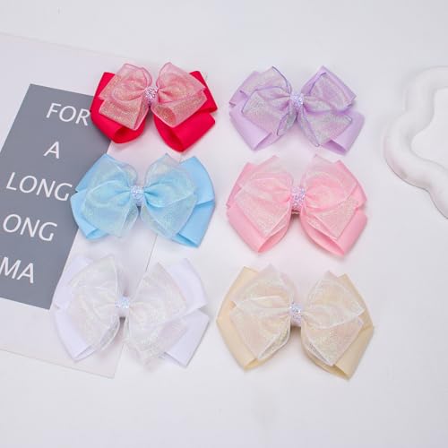Pinzas para el cabello con moños de organza 4.5 pulgadas, paquete de 2 miniatura 7