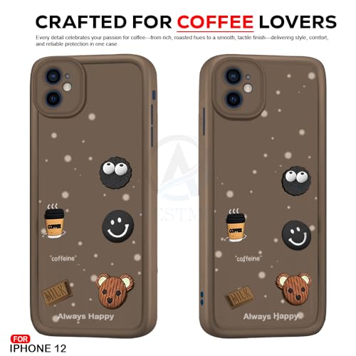 Image of AESTMO Back Case Cover for iPhone 12 /12 Pro Pro Back Cover | Cute Fun Cartoon 3D Ball | Coffee Silicone Case | Full Body Protection | Camera Protection Back Cover for iPhone 12 /12 Pro (Brown)