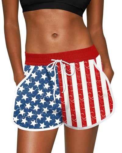 Image of For G and PL Women Summer Floral Beach Boardshorts with Pockets Swim Trunks