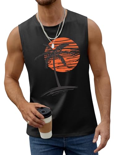 Mens Summer Beach Tank Top Tropical Hawaiian Palm Tree Print Sleeveless Shirts Muscle Tee Vacation Shirts3