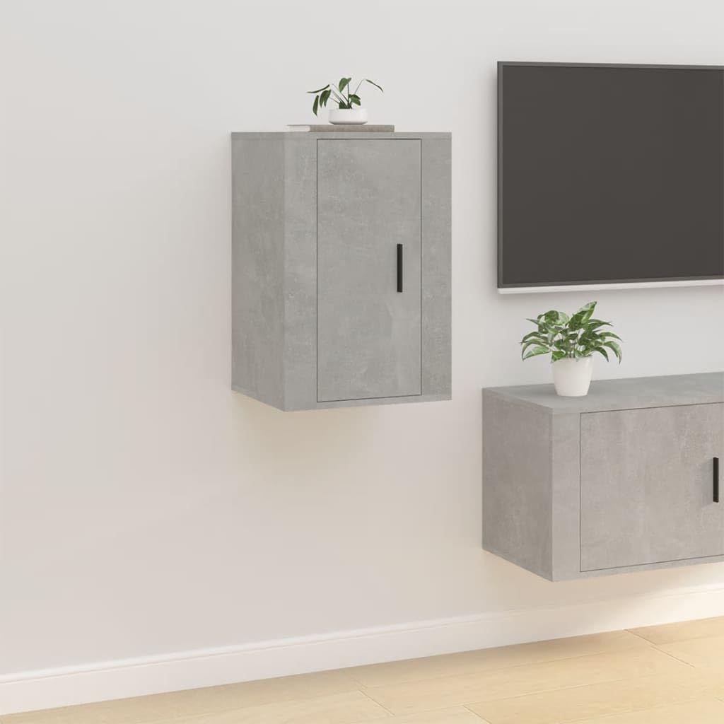 Lot de 2 armoires TV murales Gris béton 40 x 34,5 x 60 cm Étagère