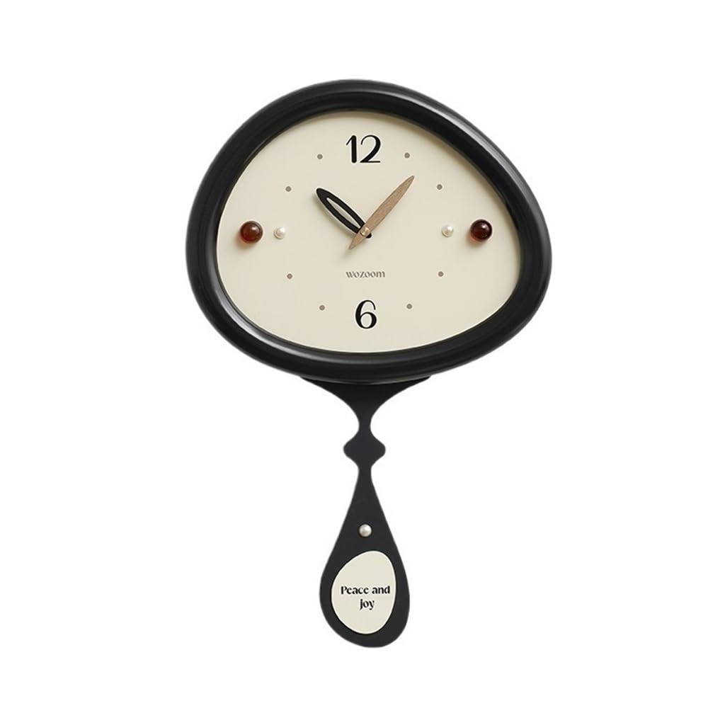 DFHS46JK Wall Decor Creative Wall Clock Living Room Home Art Decoration with Pendulum, Black/White/Yellow for living room decor(Yellow)
