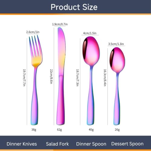 Image of Clovis Stainless Steel Flatware Set 12 Pieces, Titanium Plated Mirror Finish, Cutlery Set for 3 with Knife Fork Spoon and Teaspoon, Rainbow
