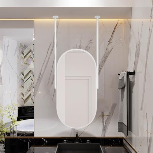 Miroir de salle de bain blanc 50x70 avec perche suspendue et cadre moderne