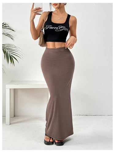 Image of GORGLITTER Women's Trendy Pencil Long Maxi Skirts High Waisted Skirt