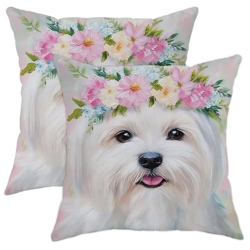 Floral Throw Pillow Covers Set of 2, Peach Flower Decorative