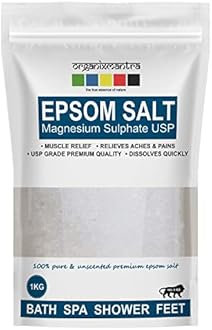 Organix Mantra Epsom Bath Salt Crystal and Bath | For refreshing bath soak, relieves aches & pain - 1KG