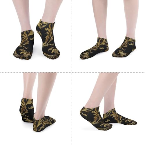 Black And Gold Socks Low Cut Ankle Sock Short Socks Casual Socks Running Hiking Socks 5 Pairs Unisex4