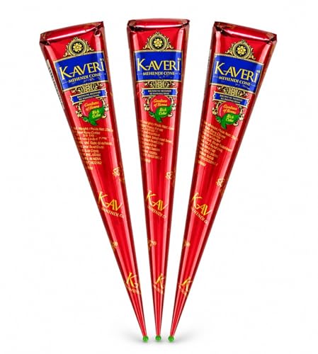 Lot de Cone de henné par 3 - Couleur marron foncé coloration semi permanente henna pret a l'emploi - Motifs temporaires sur corps