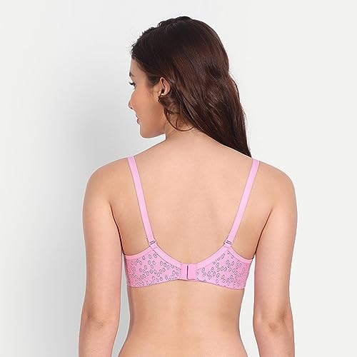 Image of Women Flower Printed Padded Bra - Made of Pure Cotton Full Coverage Non Wired Soft Cup for T-Shirt Saree Dress for Everyday