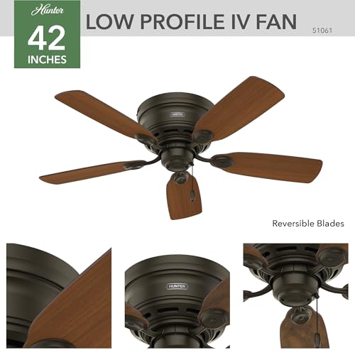 Image of Hunter Low Profile IV, Indoor, Ceiling Fan, No Light, 42 inch, New Bronze