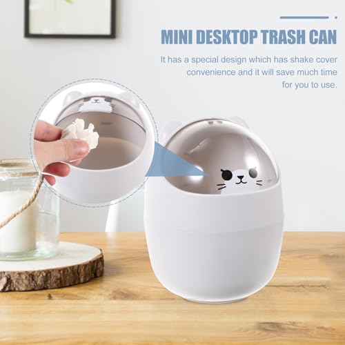Image of LIFKOME Mini Trash can with Swing Lid Small Garbage Bin Desktop Wastebasket R密Container for Office Bathroom Kitchen Bedroom