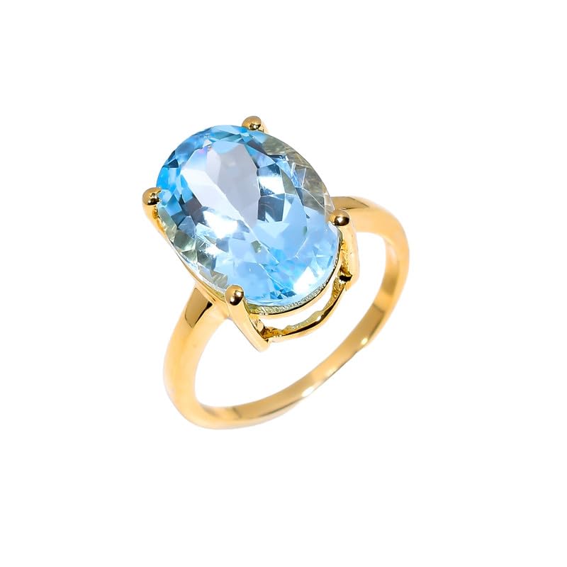 Bague fiançailles topaze bleu ciel argent 925 anti-ternissement pour femme