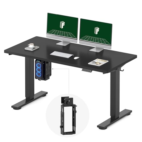 Image of FLEXISPOT EN2 55''x28'' Electric Standing Desk with PC Stand Bundle, 1 inch Whole-Piece Desktop, Easy-to-Install Hanging Design PC Mount, Bundle for Home Office, Game & Small Spaces, Black