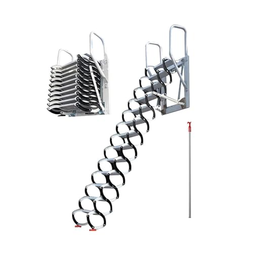 Rieort Escalier de Grenier Pliant en Alliage ti-MG, Charge de 500lb, échelle de Grenier rétractable, Gain de Place pour la décoration de la Maison, échelle de Loft Murale