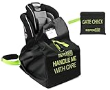 reperkid Car Seat Travel Bag for Airplane, Black and Green, 33' H x 18' W x 18' D, Fits Most Convertible, Booster and Infant Car Seats – Premium Waterproof Cover, Adjustable Shoulder Strap