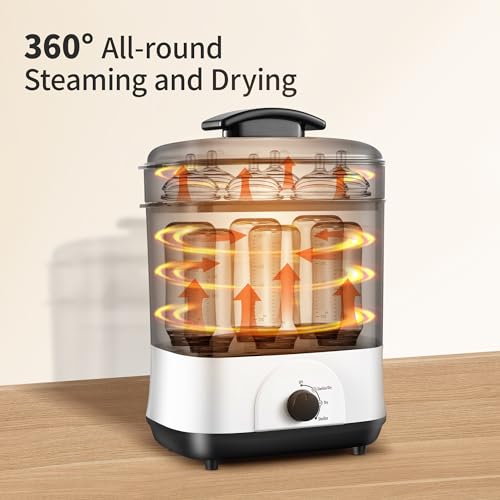 AMZBABYCHEF Baby Bottle Steamer, 3-in-1 Bottle Steamer and Dryer, Easy One-Dial Control Electric Steam Bottle Dryer for Baby Bottles, Baby Stuffs & Breast Pump Accessories - Thumbnail 2