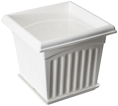GARDENS NEED Plastic Square Planter with Drip Tray Set (14 Inch, White, Pack of 2 Sets) (B01N2RONWD) Amazon Price History, Amazon Price Tracker